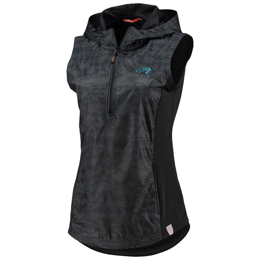 Women's Cutter & Buck Black Carolina Panthers Swish 1/2-Zip Vest