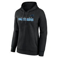 Women's Fanatics Black Carolina Panthers Iconic Cotton Fleece Checklist Pullover Hoodie