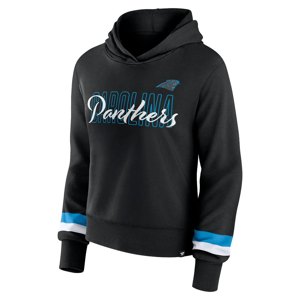 Women's Fanatics  Black Carolina Panthers Over Under Pullover Hoodie