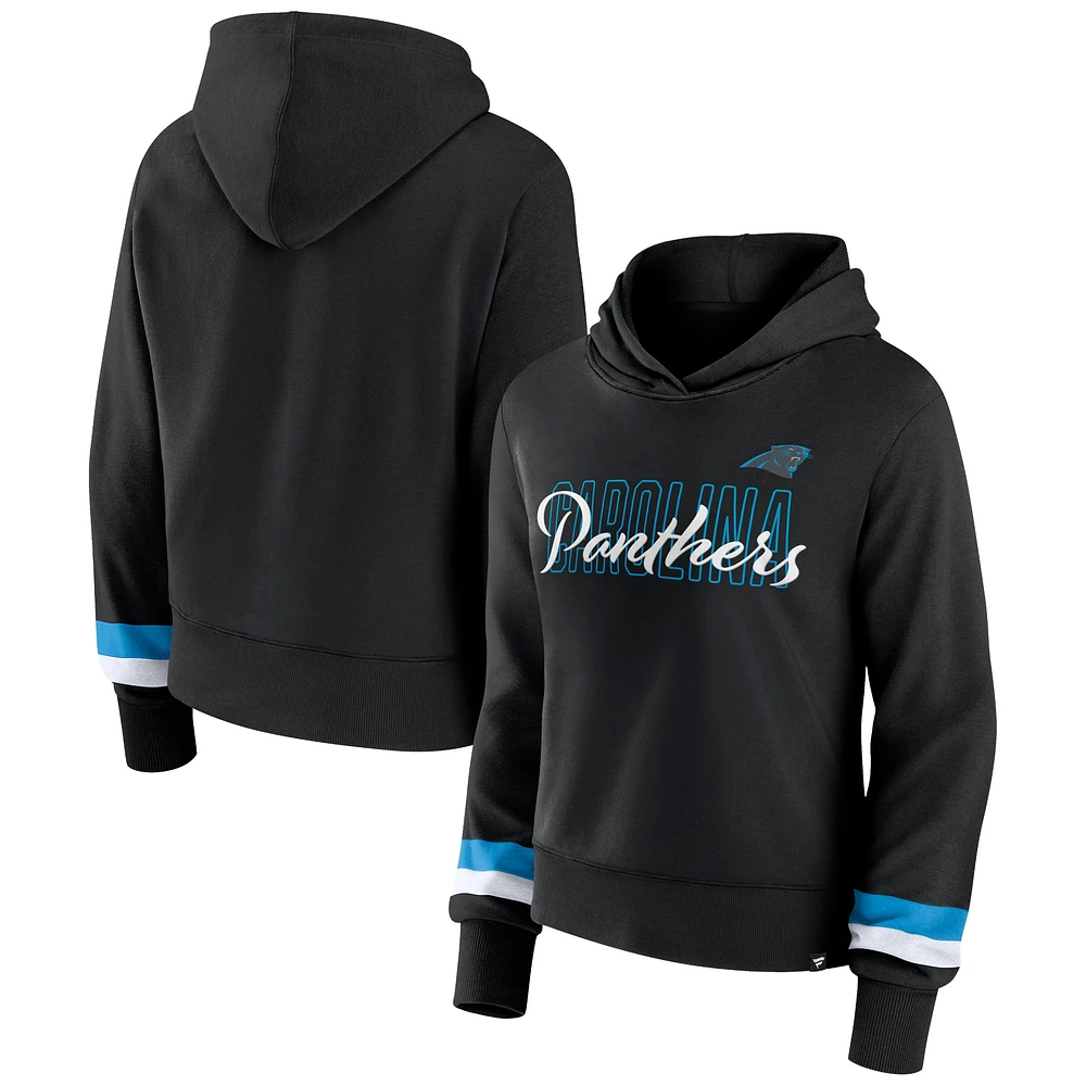 Women's Fanatics  Black Carolina Panthers Over Under Pullover Hoodie