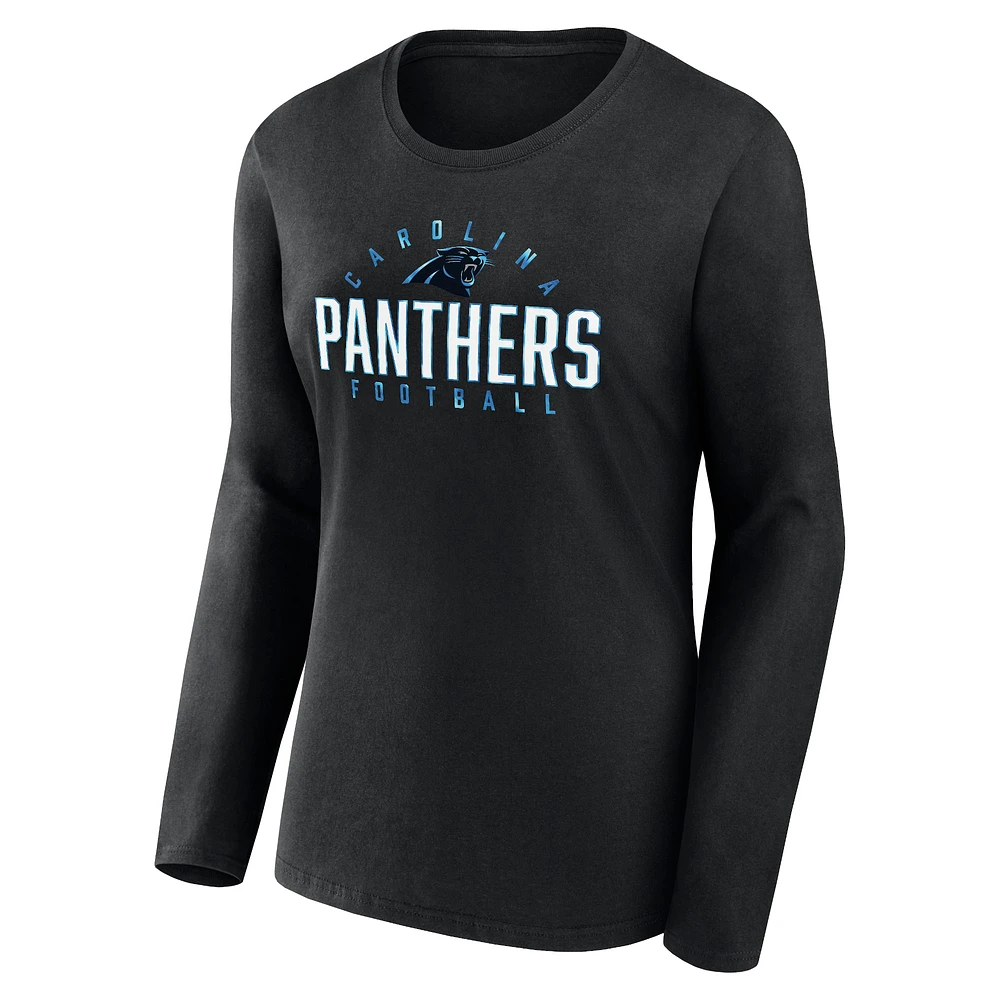 Women's Fanatics Black Carolina Panthers Plus Foiled Play Long Sleeve T-Shirt