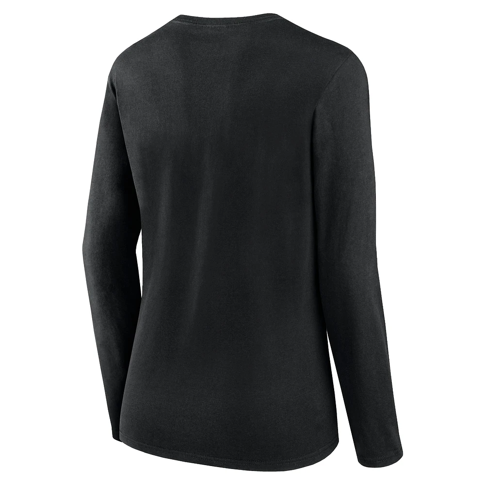 Women's Fanatics Black Carolina Panthers Plus Foiled Play Long Sleeve T-Shirt