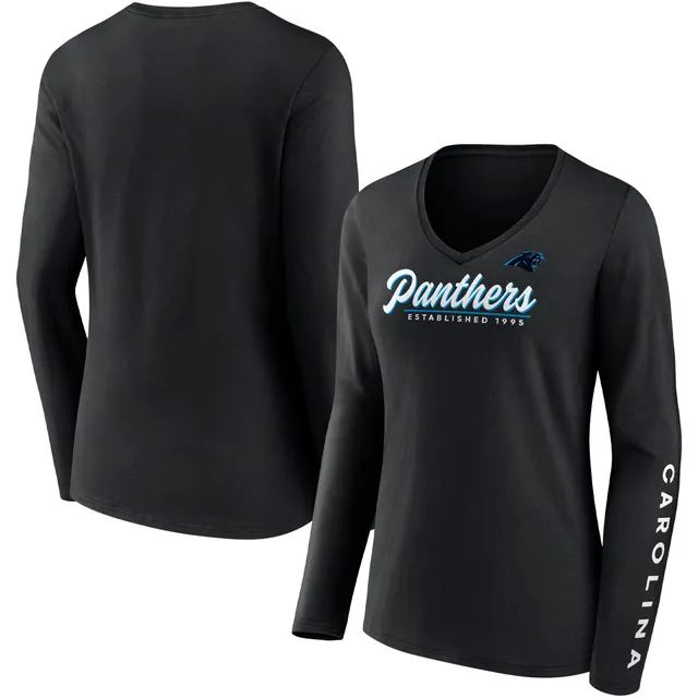 Lids Carolina Panthers Fanatics Branded Women's Spirit Jersey Lace-Up  V-Neck Long Sleeve T-Shirt - Black