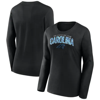 Carolina Panthers Fanatics Branded Women's Plus Measure Distance Scoop Neck Long Sleeve T-Shirt - Black