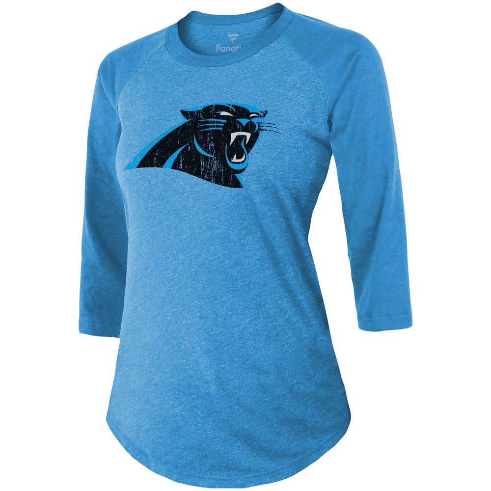 Industry Rag Women's Fanatics Branded Jeremy Chinn Blue Carolina Panthers  Team Player Name & Number Tri-Blend Raglan 3/4-Sleeve T-Shirt