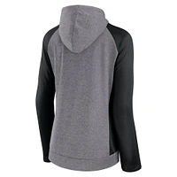 Fanatics Heather Grey/College Black Carolina Panthers Blind Side Sweat à capuche léger entièrement zippé pour femmes