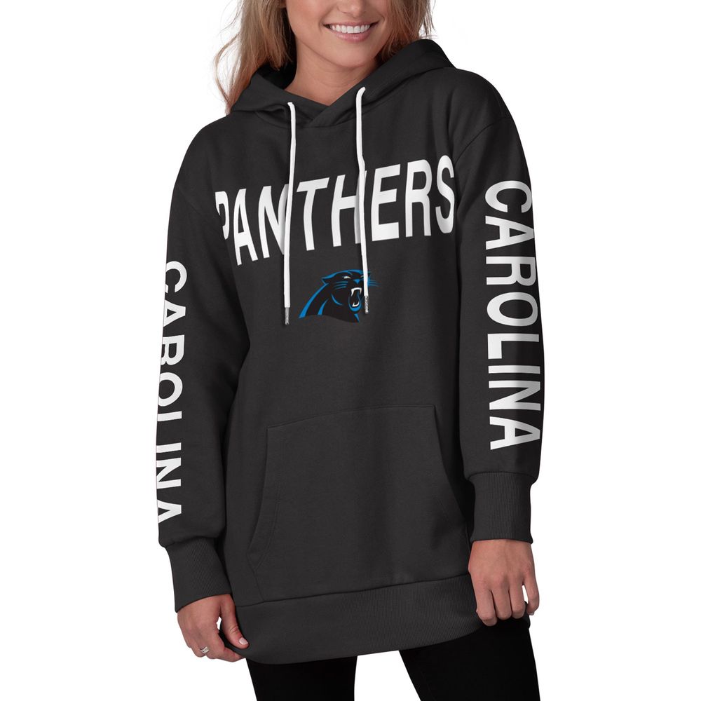 Women's G-III 4Her by Carl Banks Black Carolina Panthers Extra Inning - Pullover Hoodie