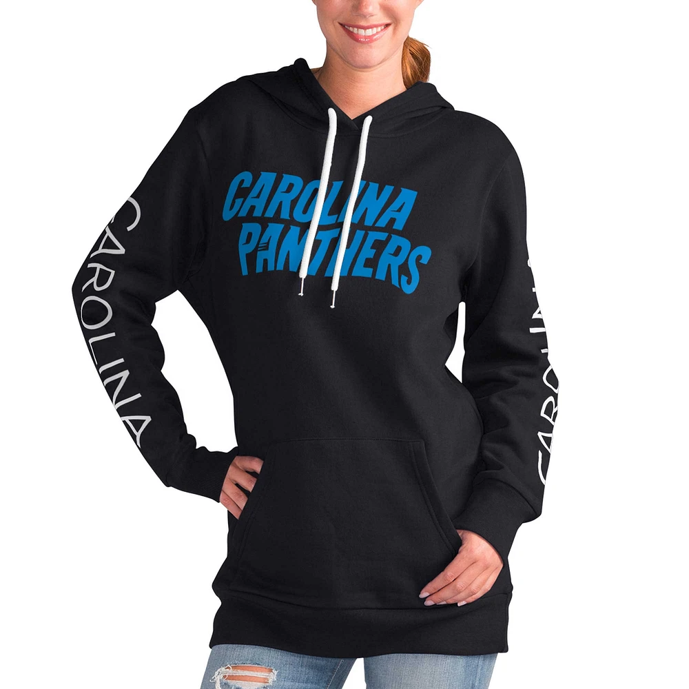 Women's G-III 4Her by Carl Banks Black Carolina Panthers Extra Inning Pullover Hoodie