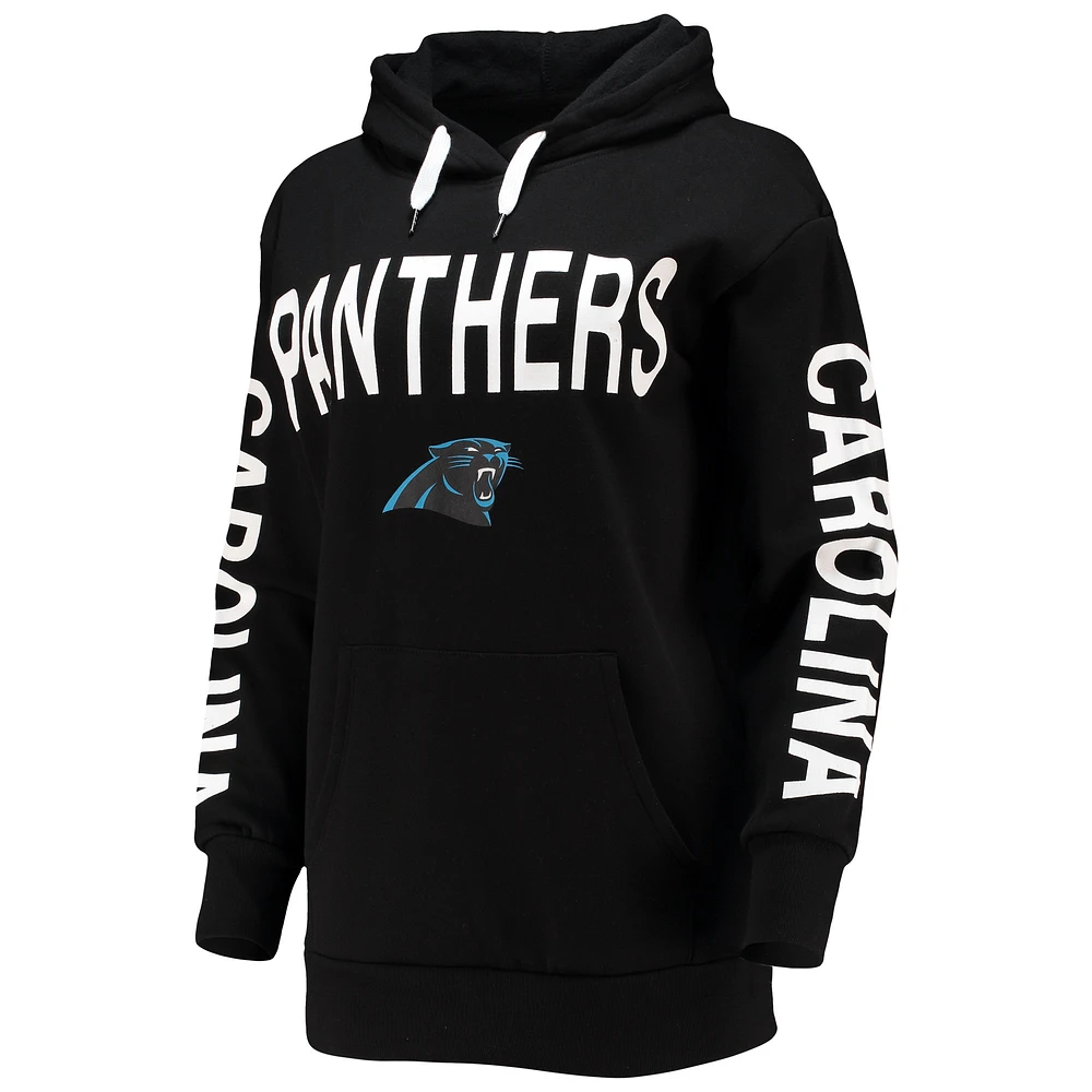 Women's G-III 4Her by Carl Banks Black Carolina Panthers Extra Point Pullover Hoodie