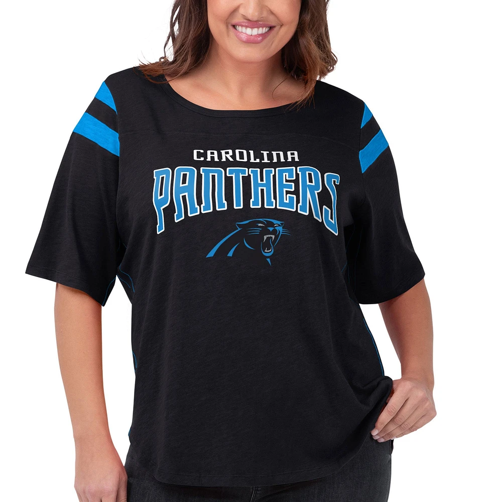 Women's G-III 4Her by Carl Banks Black Carolina Panthers Plus Linebacker T-Shirt