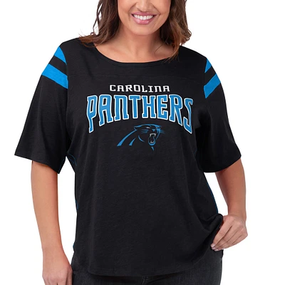 Women's G-III 4Her by Carl Banks Black Carolina Panthers Plus Linebacker T-Shirt