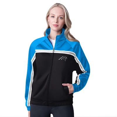 Veste de survêtement d'après-match entièrement zippée G-III 4Her par Carl Banks pour femme, noire, des Carolina Panthers