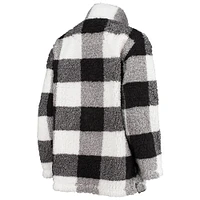 Women's G-III 4Her by Carl Banks Black Carolina Panthers Sherpa Plaid Quarter-Zip Jacket