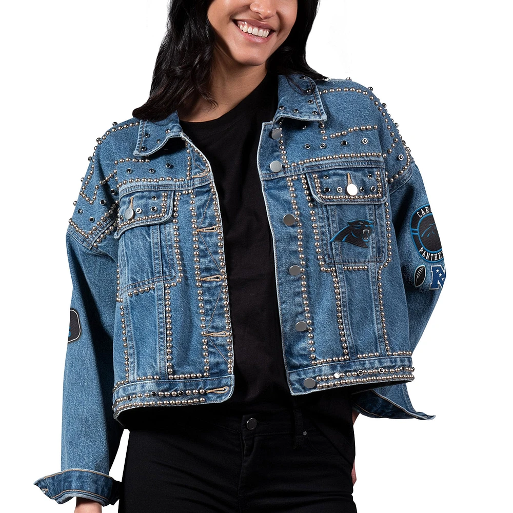 Women's G-III 4Her by Carl Banks Carolina Panthers First Finish Medium Denim Full-Button Jacket