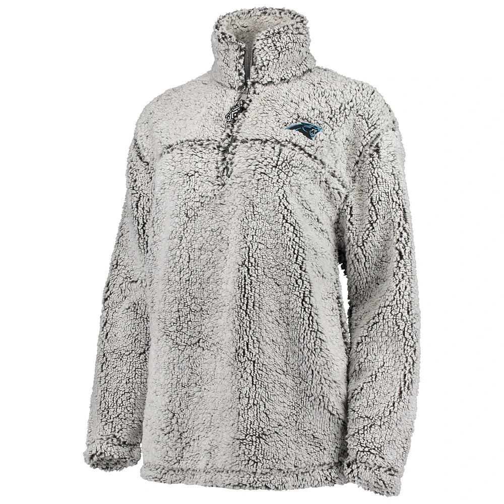 Women's G-III 4Her by Carl Banks Gray Carolina Panthers Sherpa Quarter-Zip Pullover Jacket