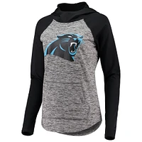 Women's G-III 4Her by Carl Banks Heathered Gray/Black Carolina Panthers Championship Ring Pullover Hoodie