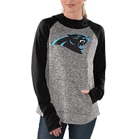 Women's G-III 4Her by Carl Banks Heathered Gray/Black Carolina Panthers Championship Ring Pullover Hoodie