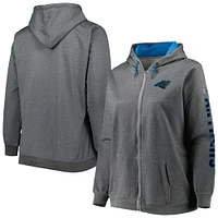 Veste à capuche en molleton glissière pleine taille Heather Charcoal Carolina Panthers pour femme