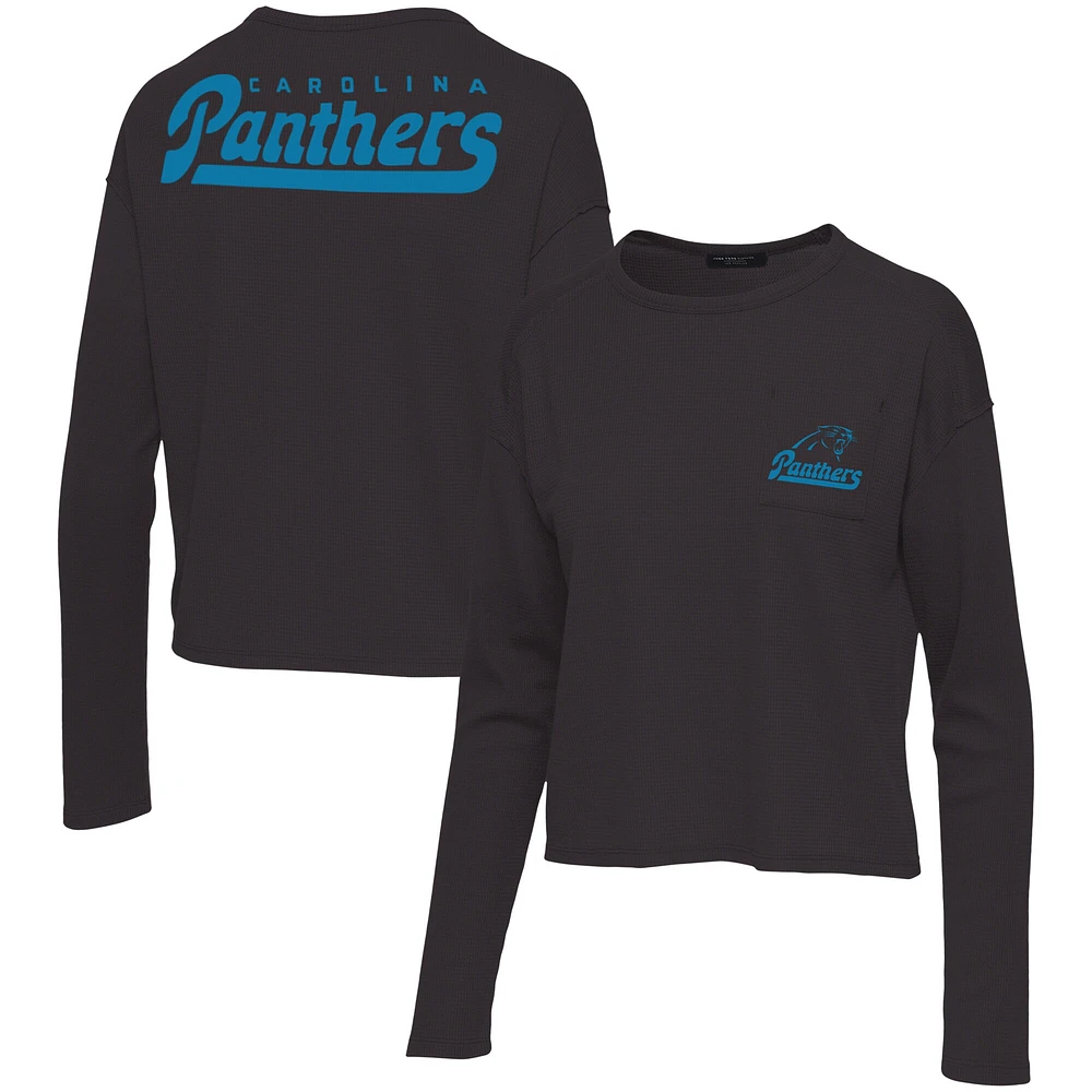 T-shirt thermique à manches longues et poche pour femme Junk Food Black Carolina Panthers