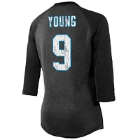 Majestic Threads pour femme Bryce Young Black Carolina Panthers Nom et numéro du joueur T-shirt ajusté à manches 3/4 en trois mélanges