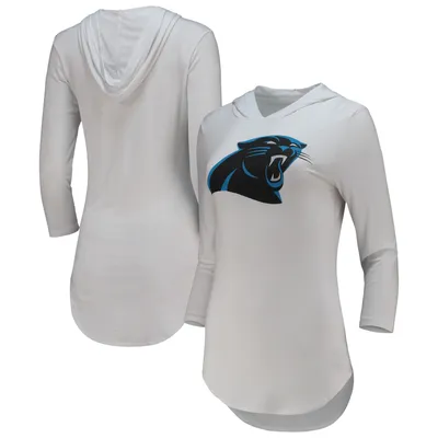Carolina Panthers Majestic Threads Women's Hilo 3/4-Sleeve Hoodie Top - White
