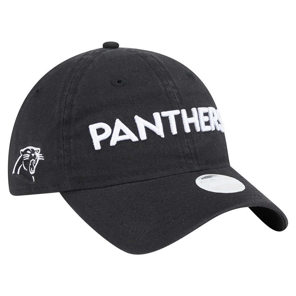 Casquette ajustable Cece 9TWENTY des Carolina Panthers de New Era pour femme, noire