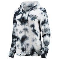 Women's New Era Black Carolina Panthers Tie-Dye Fleece Full-Zip Hoodie