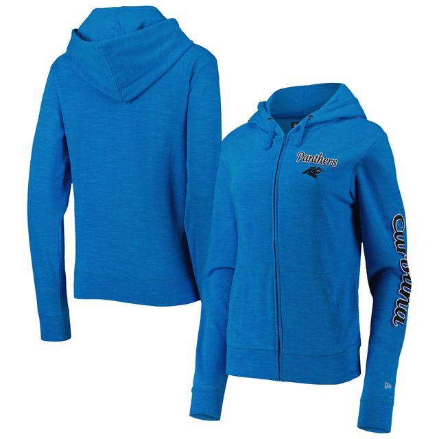 Sweat à capuche entièrement zippé New Era Carolina Panthers Reverse pour femme, bleu