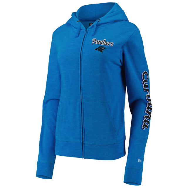 Sweat à capuche entièrement zippé New Era Carolina Panthers Reverse pour femme, bleu