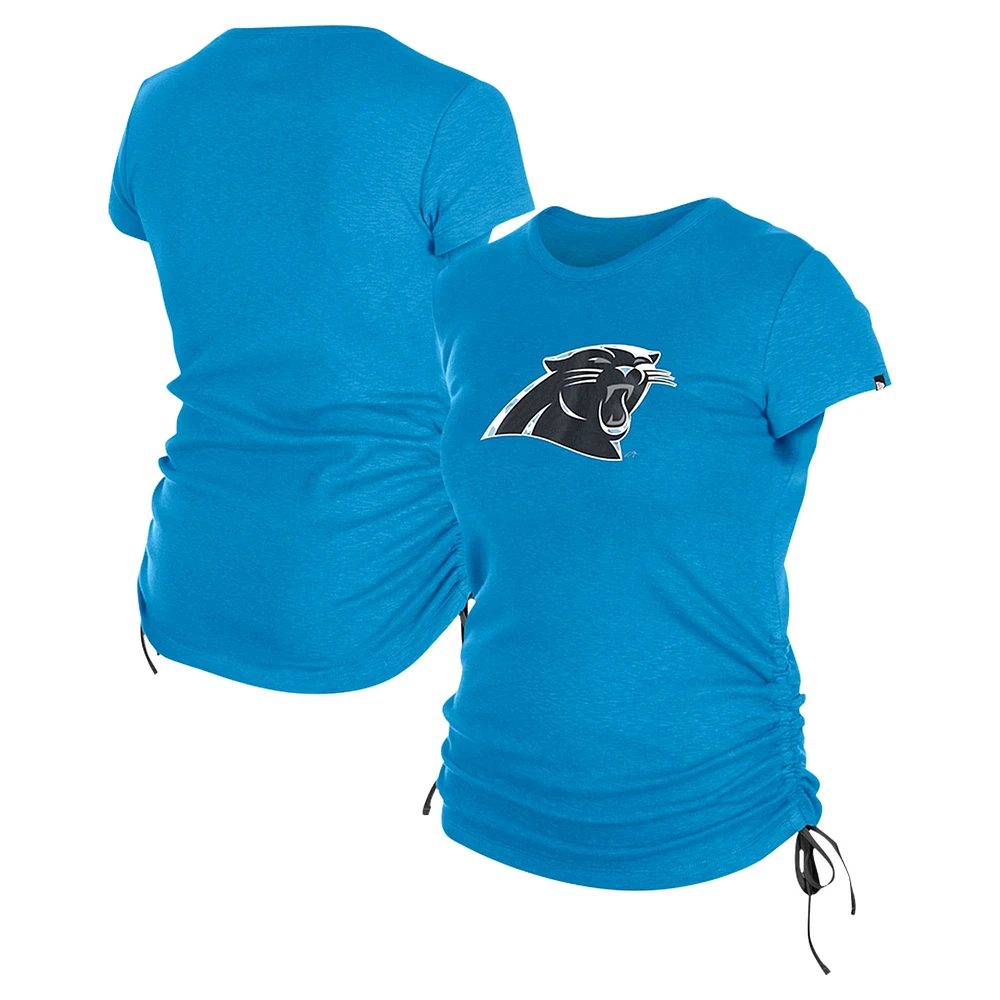 T-shirt froncé sur le côté des Carolina Panthers New Era pour femme bleu