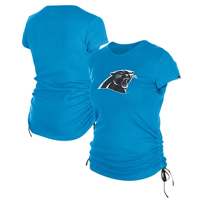 T-shirt froncé sur le côté des Carolina Panthers New Era pour femme bleu