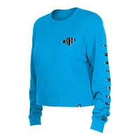 Women's New Era  Blue Carolina Panthers Thermal Crop Long Sleeve T-Shirt