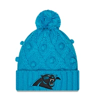 Women's New Era Blue Carolina Panthers Toasty Cuffed Knit Hat with Pom