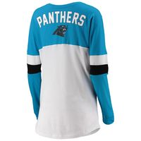 Women's New Era Blue Carolina Panthers Raglan Lace-Up T-Shirt