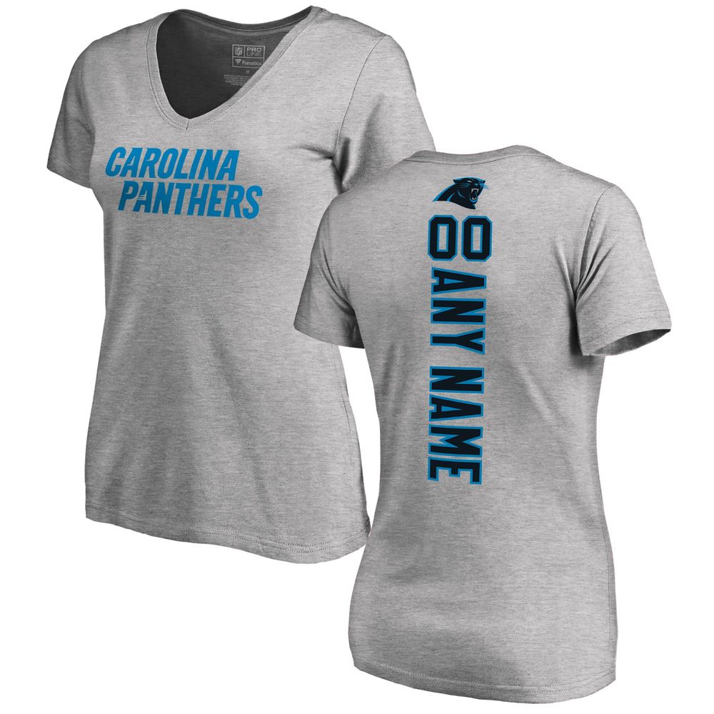 Lids Carolina Panthers Women's Plus Lace-Up V-Neck T-Shirt - Heather Gray