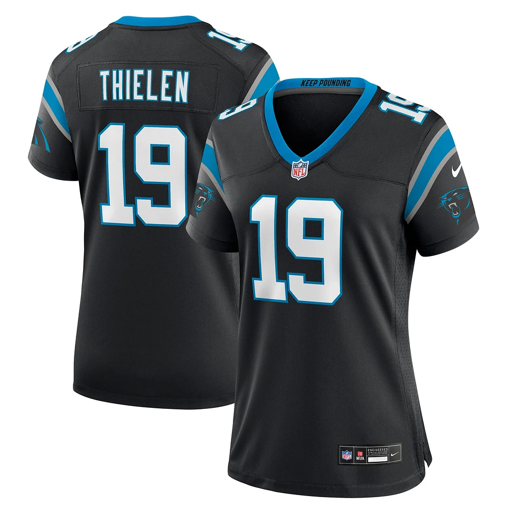 Maillot de match d'équipe des Panthers la Caroline noirs pour femme Nike Adam Thielen