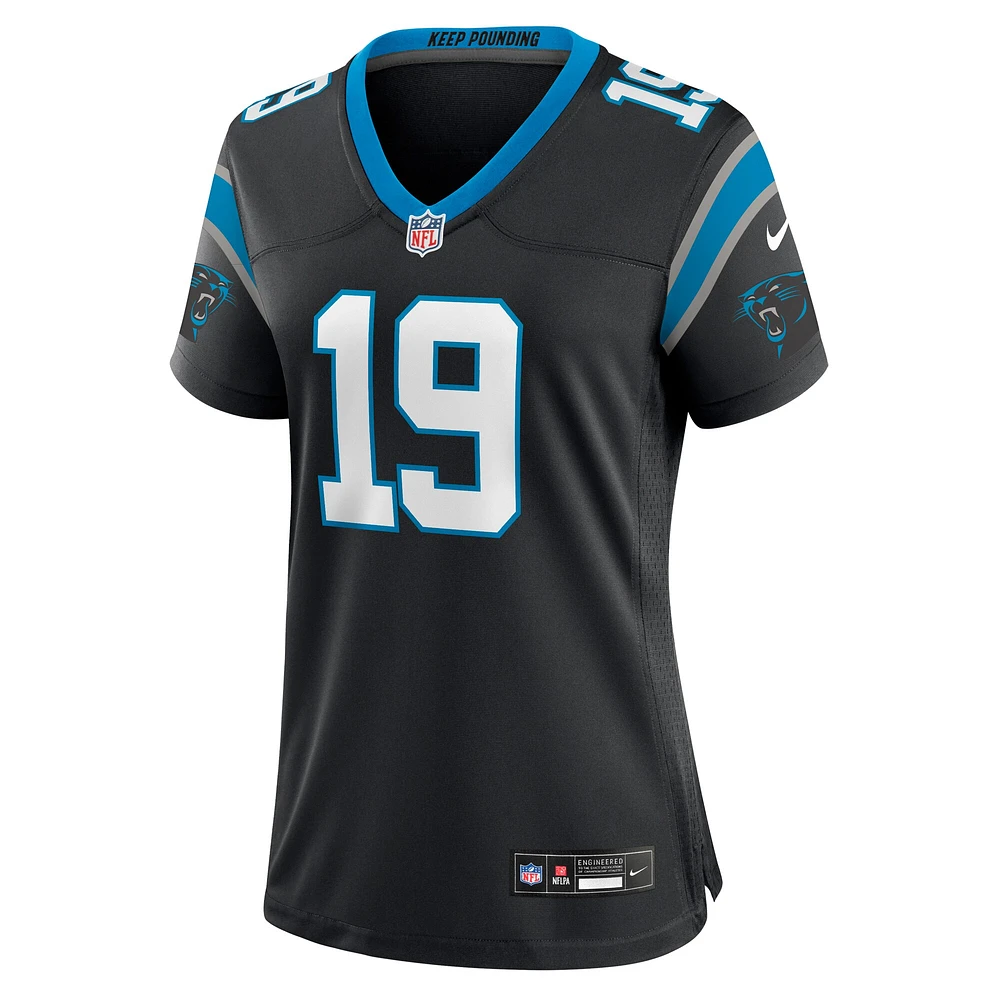 Maillot de match d'équipe des Panthers la Caroline noirs pour femme Nike Adam Thielen