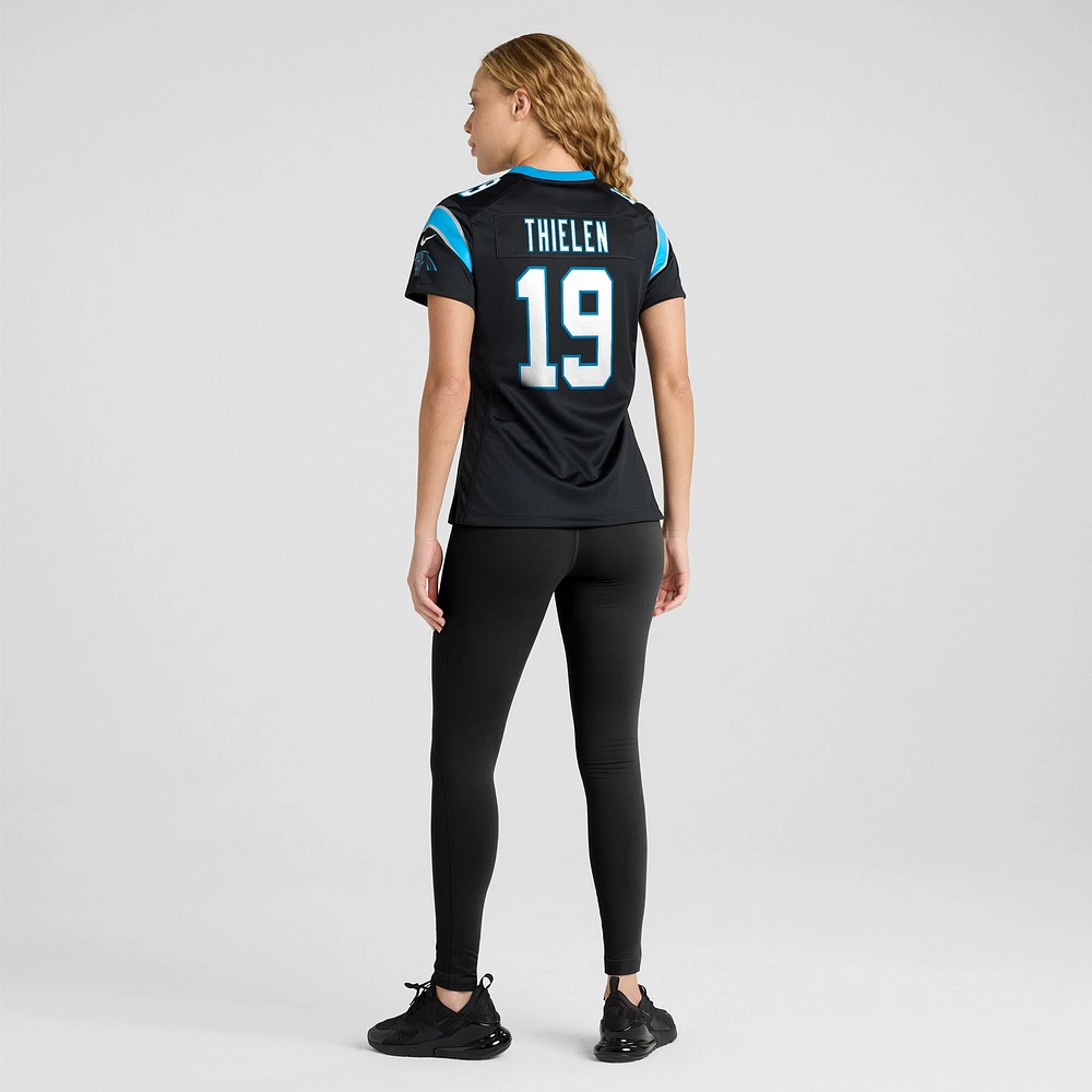 Maillot de match d'équipe des Panthers la Caroline noirs pour femme Nike Adam Thielen