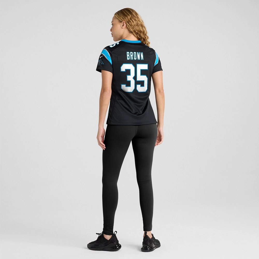 Maillot de match Nike Anthony Brown noir Carolina Panthers pour femme