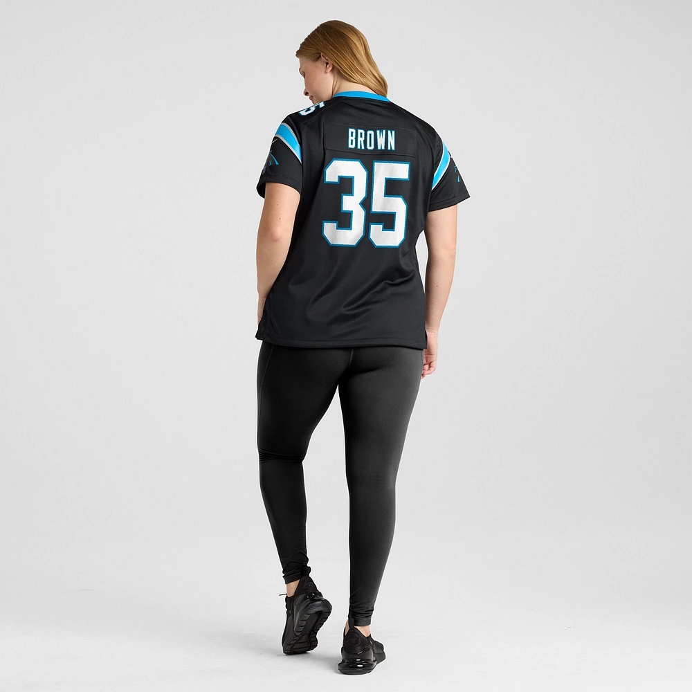 Maillot de match Nike Anthony Brown noir Carolina Panthers pour femme