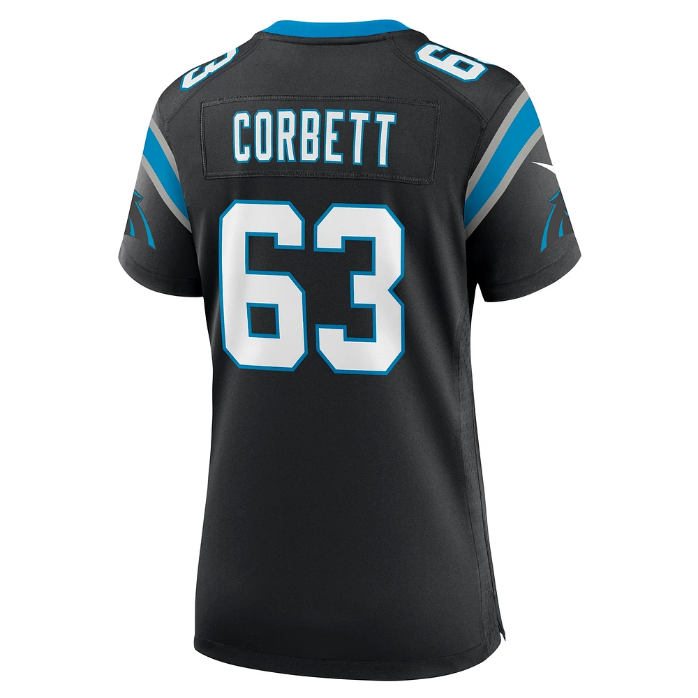 Maillot de match l'équipe Nike Austin Corbett noir des Panthers la Caroline pour femme