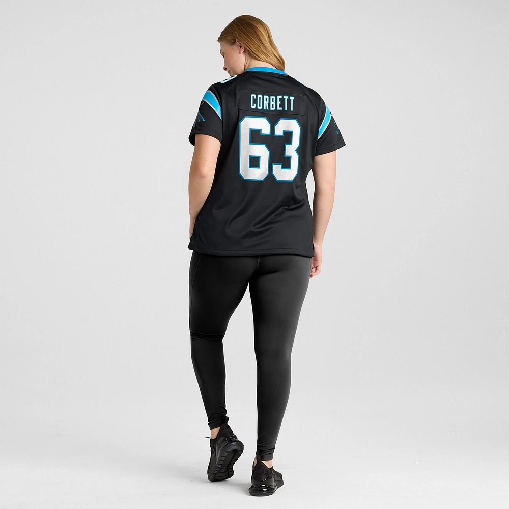 Maillot de match l'équipe Nike Austin Corbett noir des Panthers la Caroline pour femme