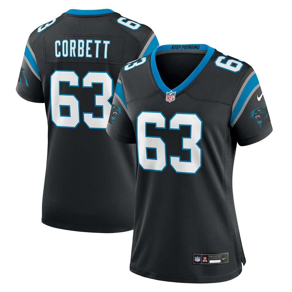 Maillot de match l'équipe Nike Austin Corbett noir des Panthers la Caroline pour femme