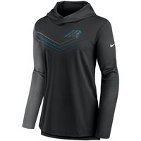 Women's Nike Black/Heathered Charcoal Carolina Panthers Chevron Hoodie Performance Long Sleeve T-Shirt