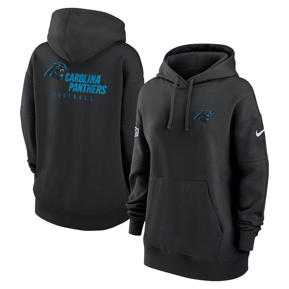 Women's Nike Black Carolina Panthers 2023 Sideline Club Fleece Pullover Hoodie