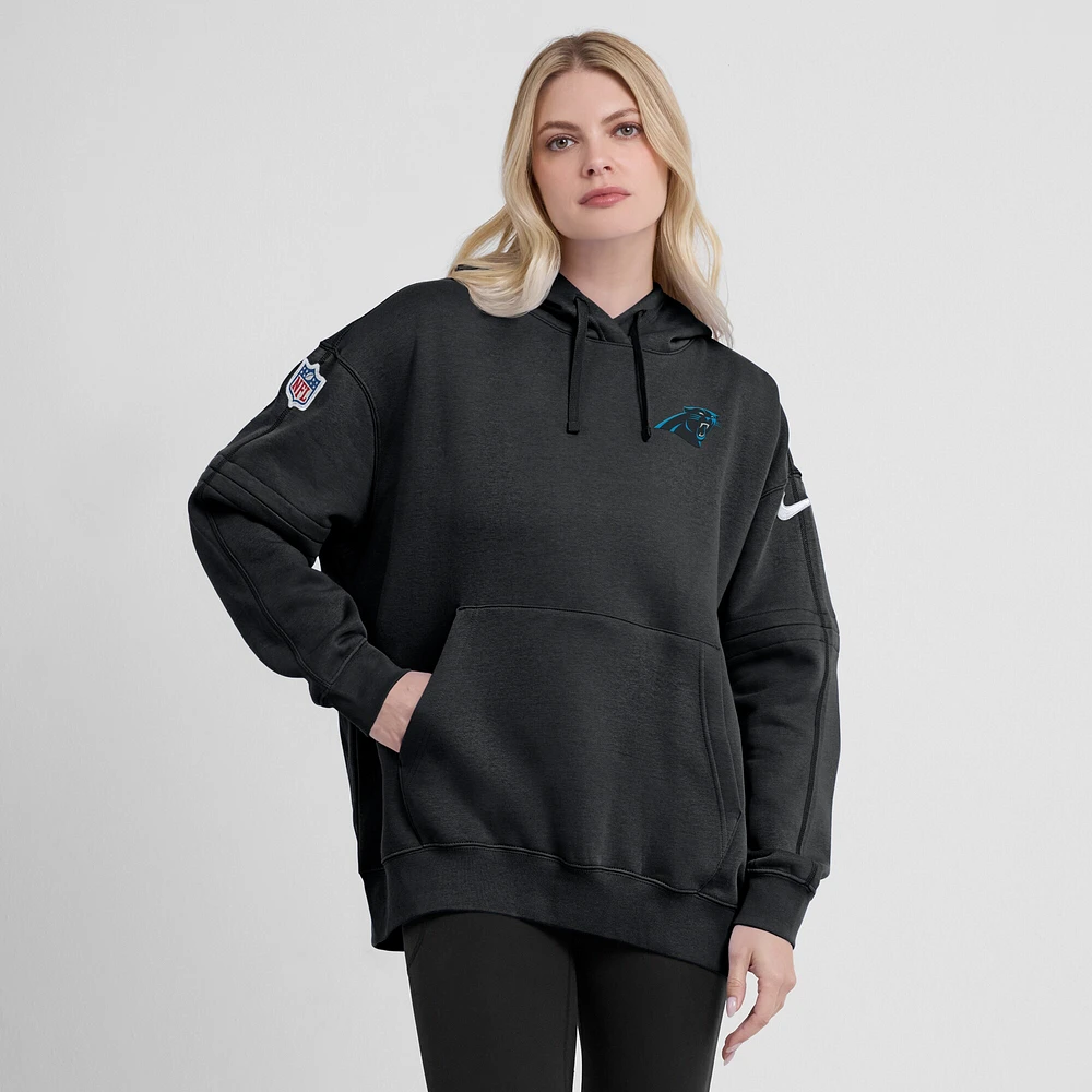 Women's Nike Black Carolina Panthers 2023 Sideline Club Fleece Pullover Hoodie