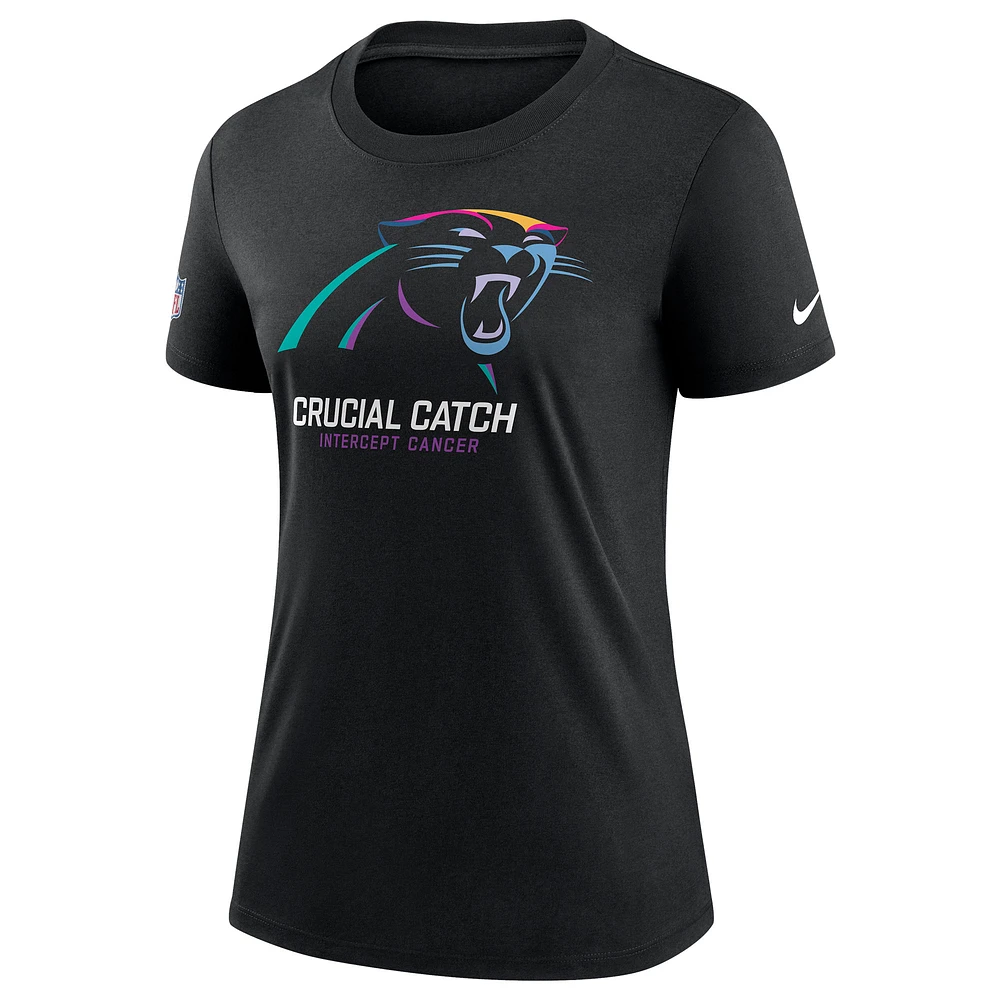 T-shirt Nike noir Carolina Panthers 2024 NFL Crucial Catch Tri-Blend pour femme