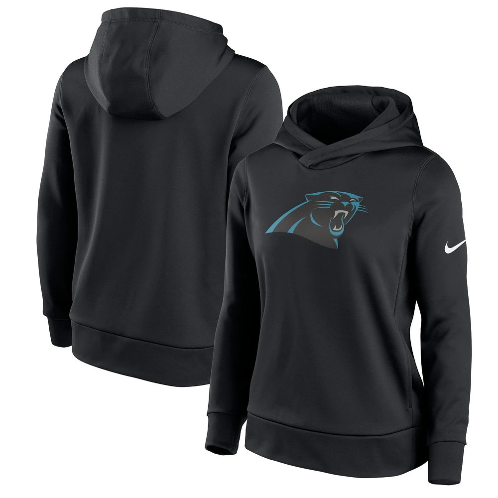 Haut à capuche léger et performant des Panthers de la Caroline noirs pour femme Nike