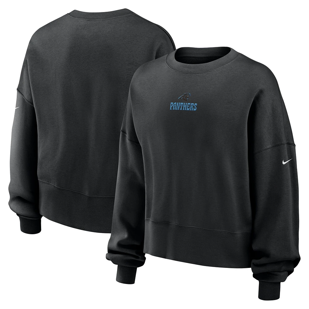 Sweat-shirt surdimensionné Nike noir Carolina Panthers Rewind pour femme