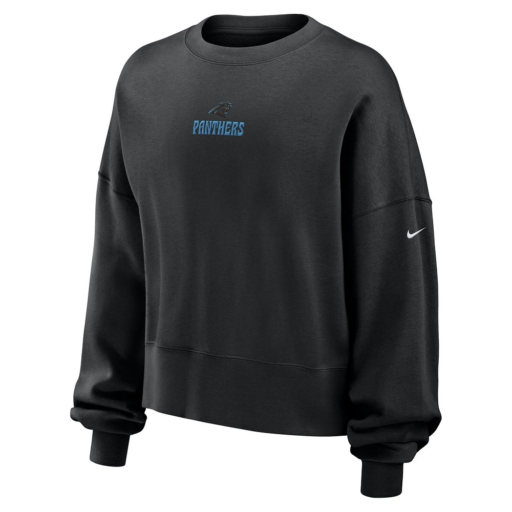 Sweat-shirt surdimensionné Nike noir Carolina Panthers Rewind pour femme